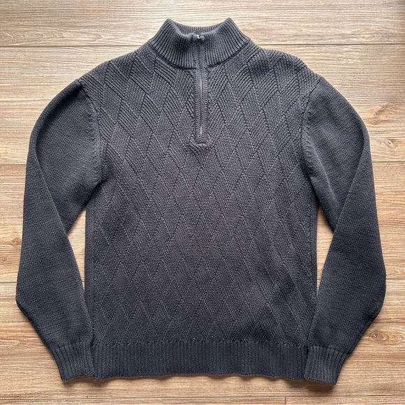 Liverpool | Cotton Knit Quarter Zip Pullover Sweater in Black (Small) - Picture 6 of 8